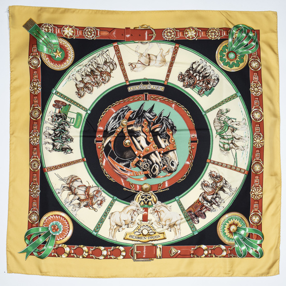 Hermes Scarf   in Orange/Red/Green 100% Silk - Picture 2 of 3